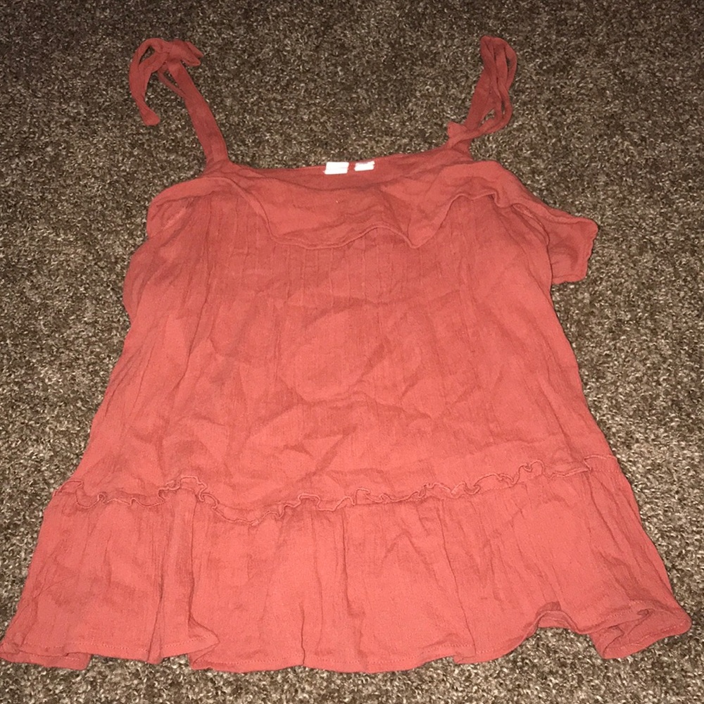 Medium pumpkin orange peplum tied strap tank